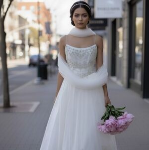 Jasmine White Beaded Spaghetti-Strap Wedding Dress